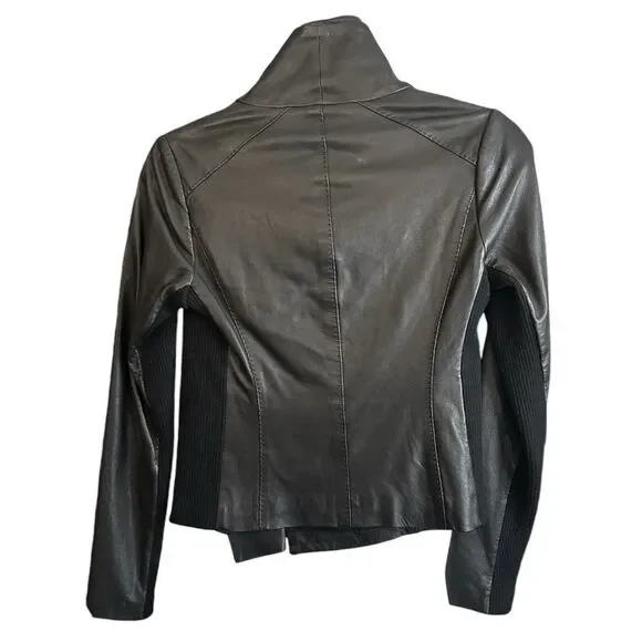 VINCE. Scuba Black 100% Leather Jacket Size XS